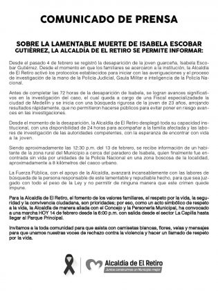 Comunicado Alcaldía