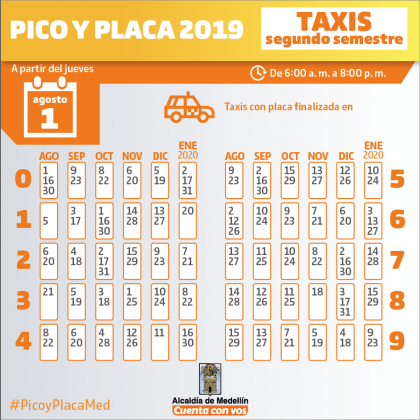 1 pico yplaca 2019 taxis