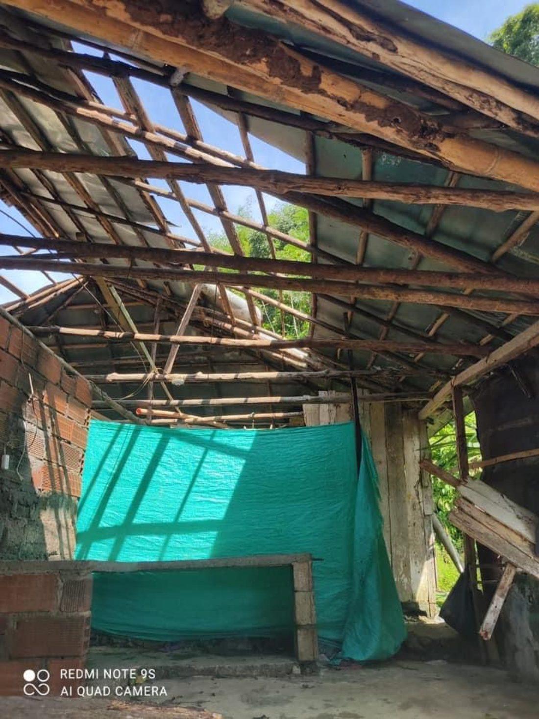 Huracán en Cocorná dejó sin casa a cuatro familias, cinco más tienen pérdidas parciales.