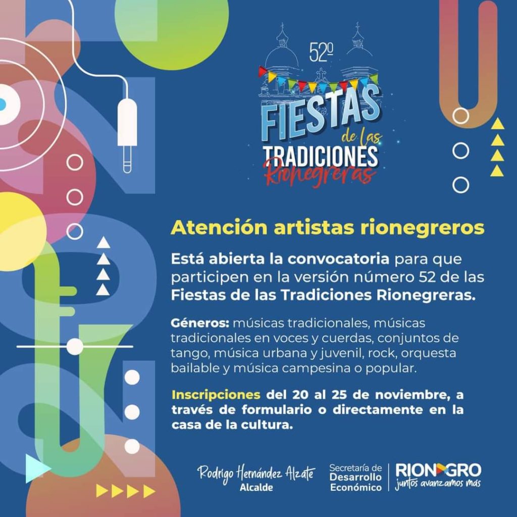 Convocatoria de artistas locales a las Fiestas Tradicionales Rionegreras.