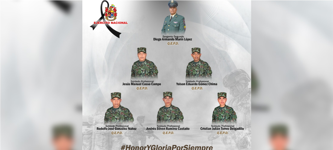 Estos fueron los seis militares que murieron al caer en un campo minado en Antioquia