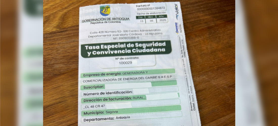 Comenzó la distribución de 550 000 facturas físicas para cobrar la tasa de seguridad en Antioquia