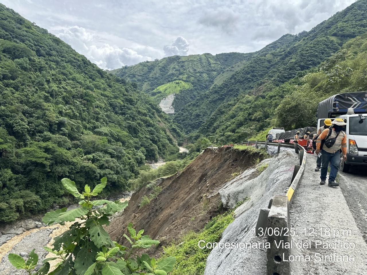 Vía Pacífico 1 sector Sinifaná está cerrada: las obras por pérdida de banca tardarán, al menos, cinco meses