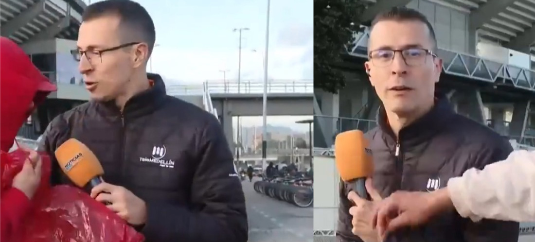 ¡Angustiante! Periodista de Telemedellín fue agredido por “hinchas” de Santa Fe en Bogotá