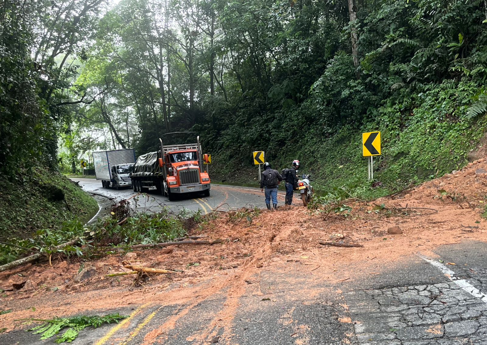 Autopista Medellín-Bogotá está cerrada a la altura de San Luis por derrumbes y caída de árboles