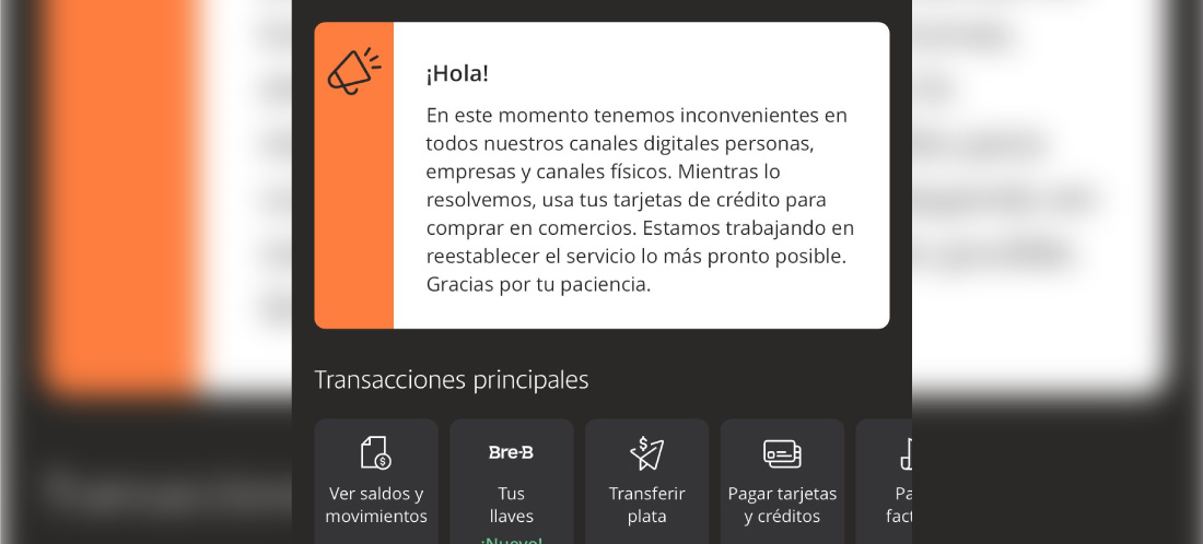 Usuarios de Bancolombia y Nequi reportan nuevamente fallas masivas en los servicios digitales