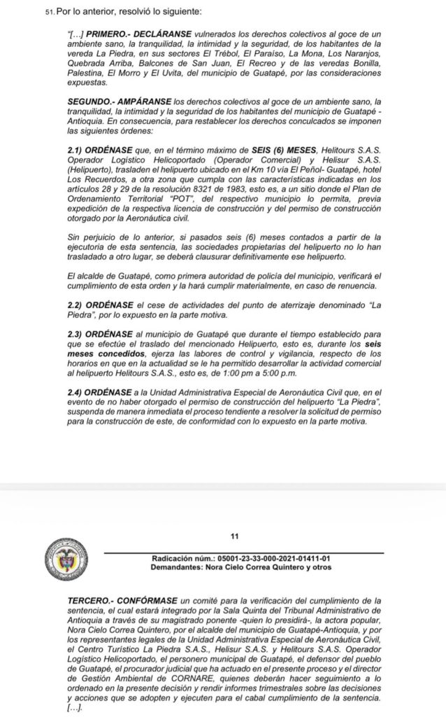 Paron a operacion de helipuertos en Guatape Consejo de Estado ordeno cerrar uno y trasladar el otro