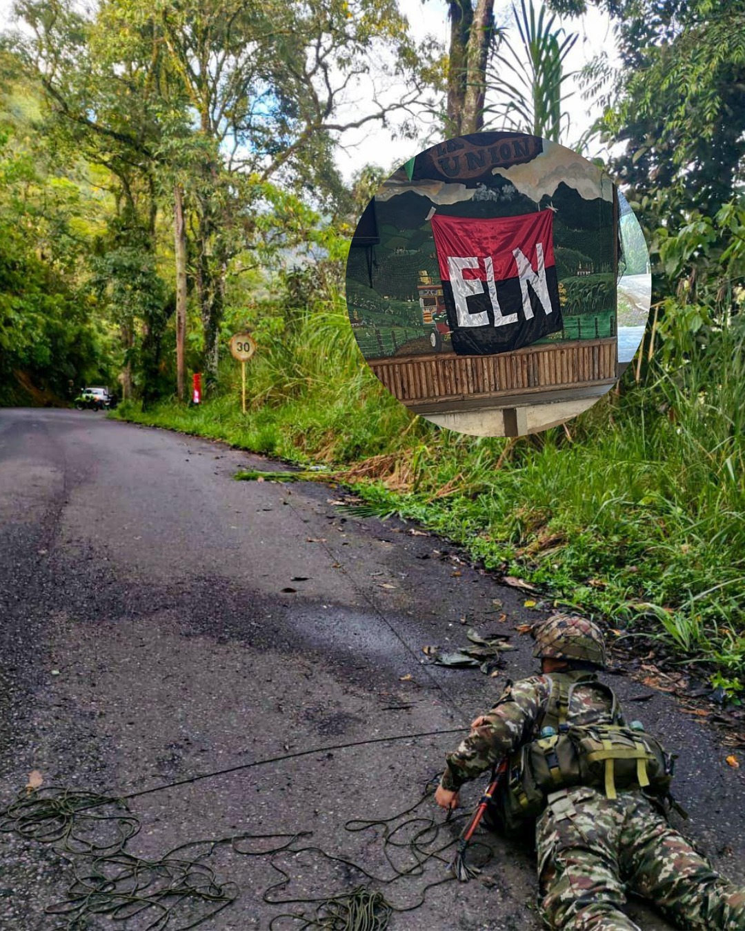 Instalaron dos banderas del ELN en la ruralidad de Andes. Fueron retiradas por las autoridades