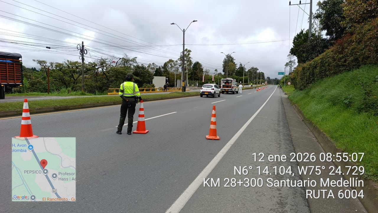 Motociclista falleció en siniestro vial en la Autopista Medellín–Bogotá, en Guarne