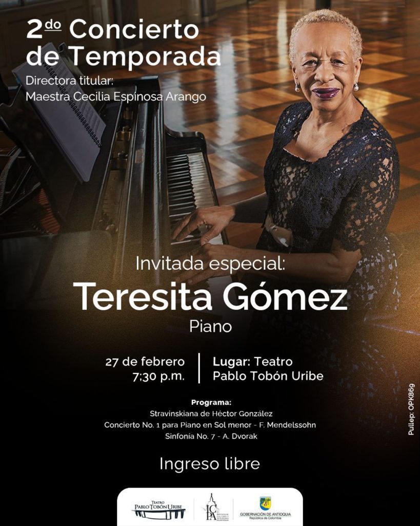 Orquesta Departamental de Antioquia abre su temporada de conciertos este viernes junto a Teresita Gomez