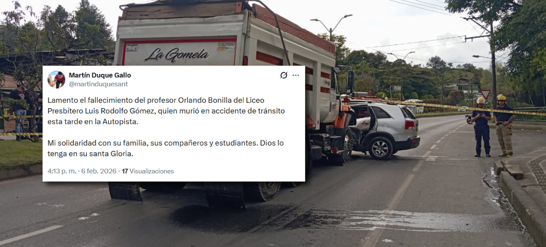 Alcalde de El Santuario lamentó la muerte de profesor del Liceo Pbro. Luis Rodolfo Gómez en un accidente de tránsito