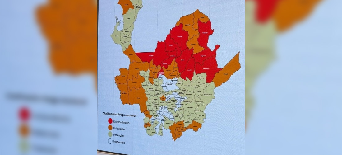 El 65 % de los municipios del Oriente registran riesgo relevante o potencial para las elecciones de este año