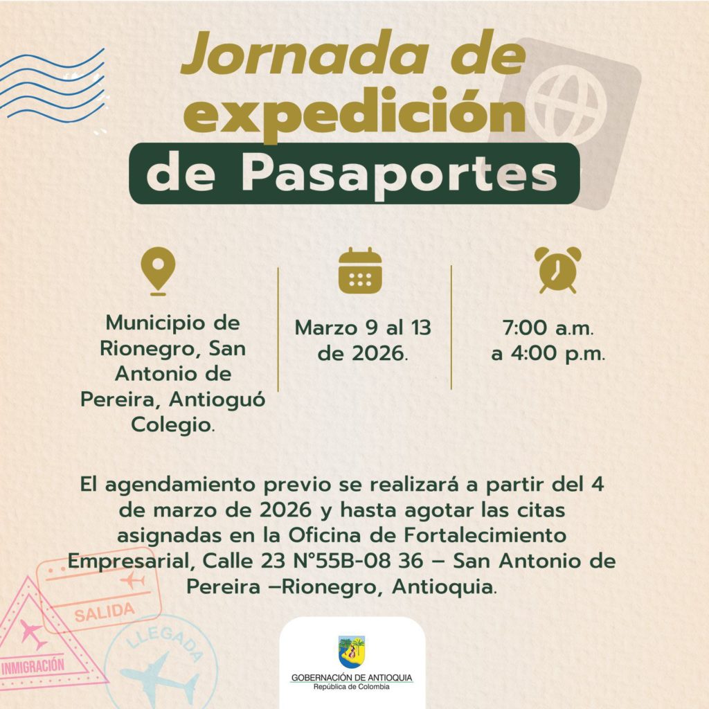 San Antonio de Pereira tendra jornadas de expedicion de pasaportes del 9 al 13 de marzo